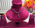 Navy Blue Stone Silver Necklace and Earring Set
