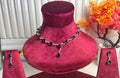 Green Teardrop Stone Necklace and Earring Set