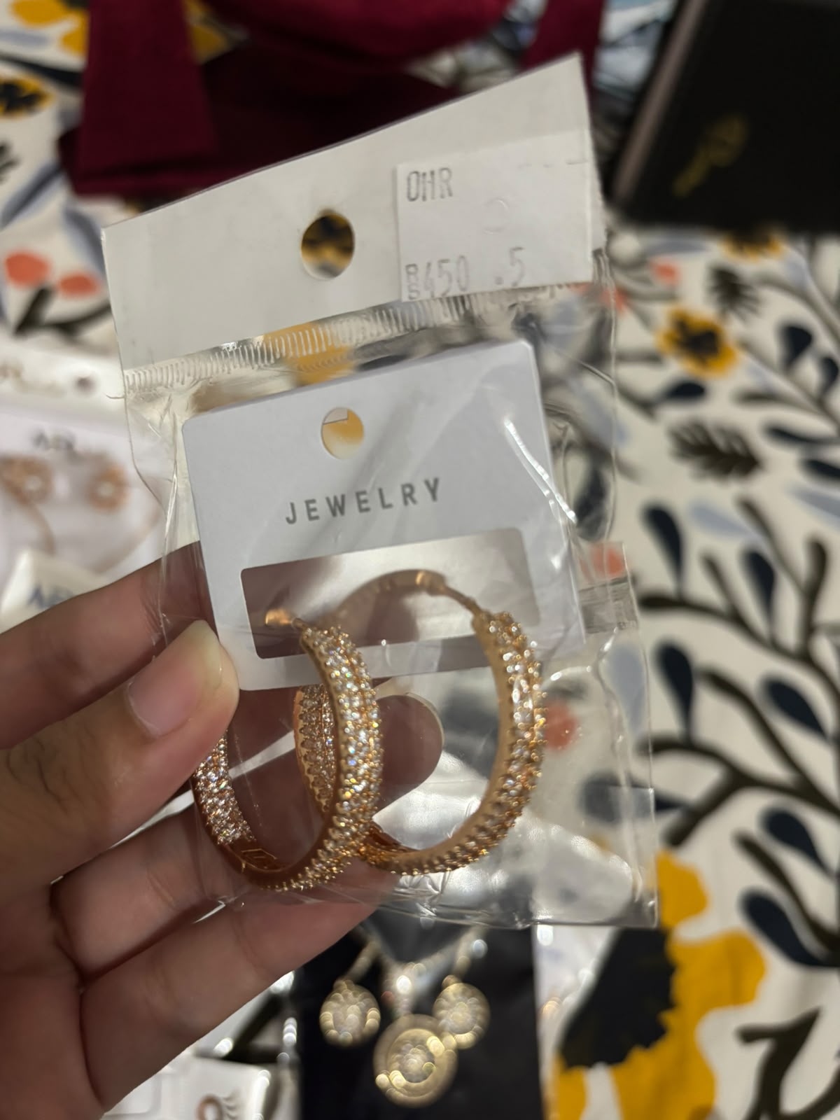 Rose Gold Wide Pavé Crystal Hoop Earrings