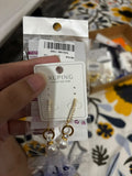 Gold Crystal Bar Hoop and Pearl Drop Earrings