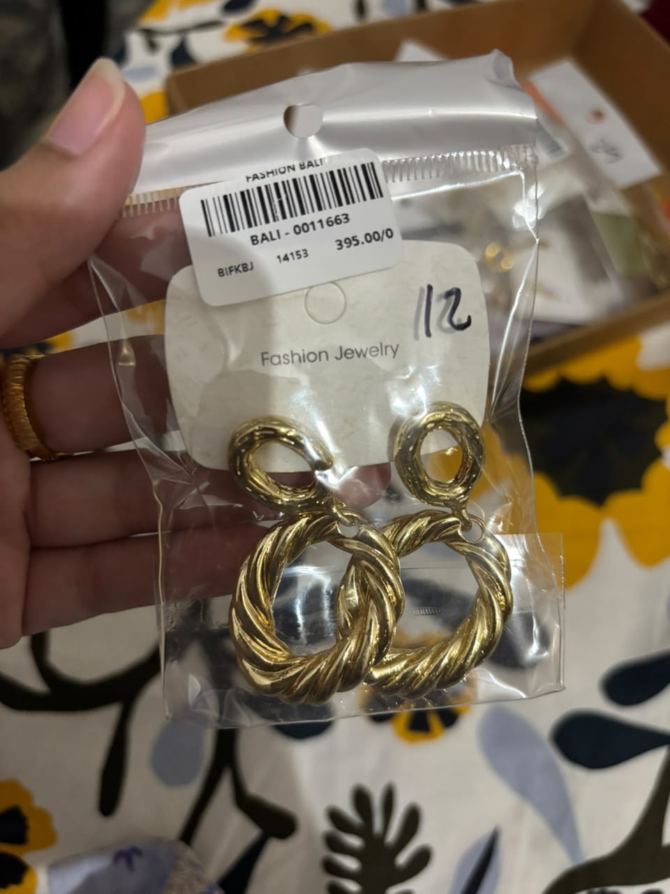 Gold Double Hoop Twisted and Textured Earrings