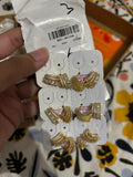 Gold Multi-Layer Crystal J-Hoop Bali Earrings – 3 Pair Pack
