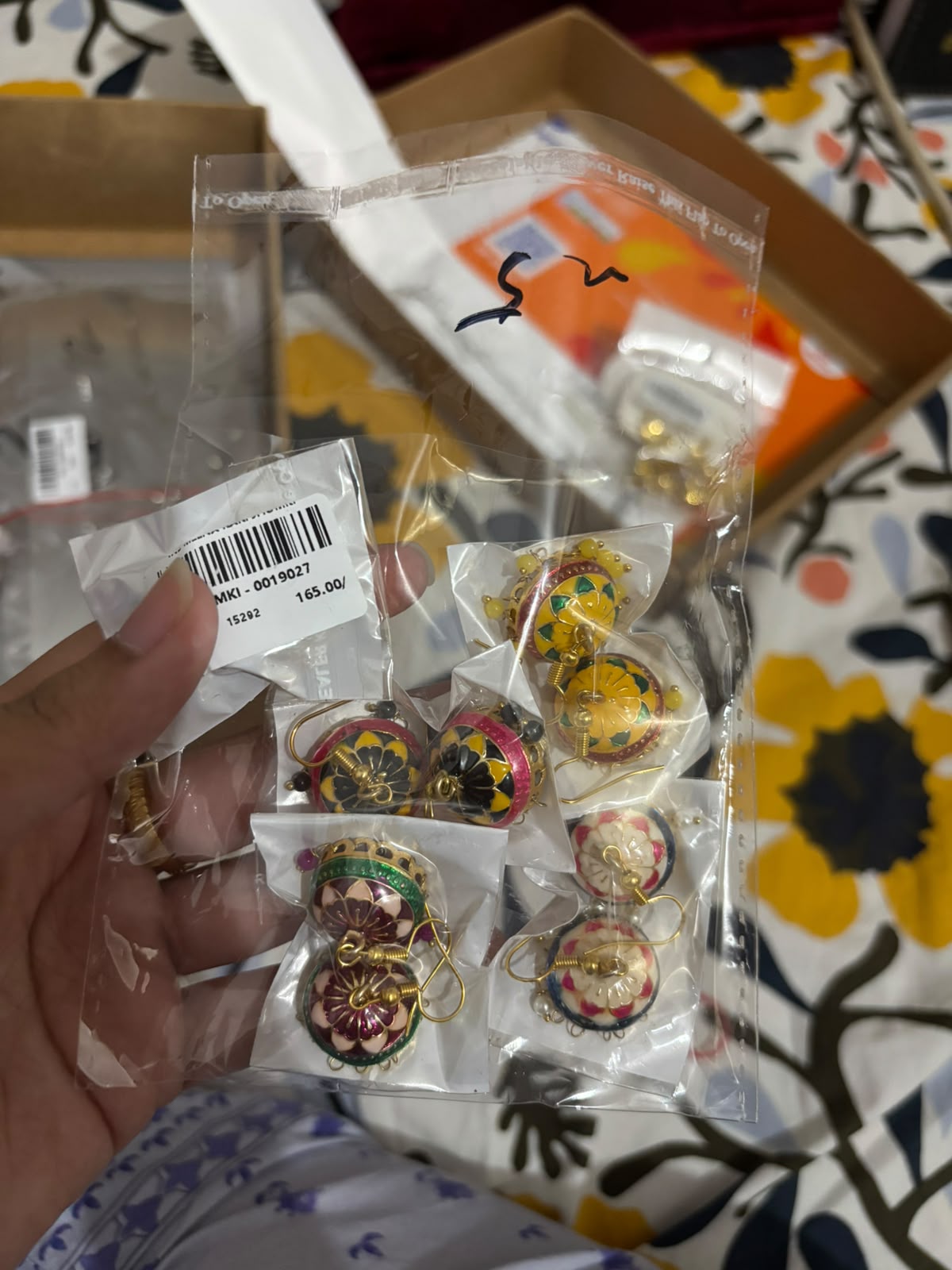 Mixed Colour Meenakari Jhumka Earrings Pack