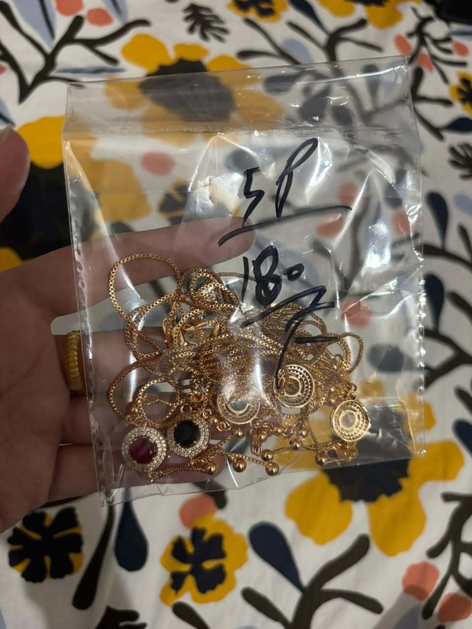 Gold Halo Pendant Necklaces – Mixed Colours Pack of 5