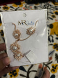 Pearl Crystal Floral Cluster Necklace and Earring Set
