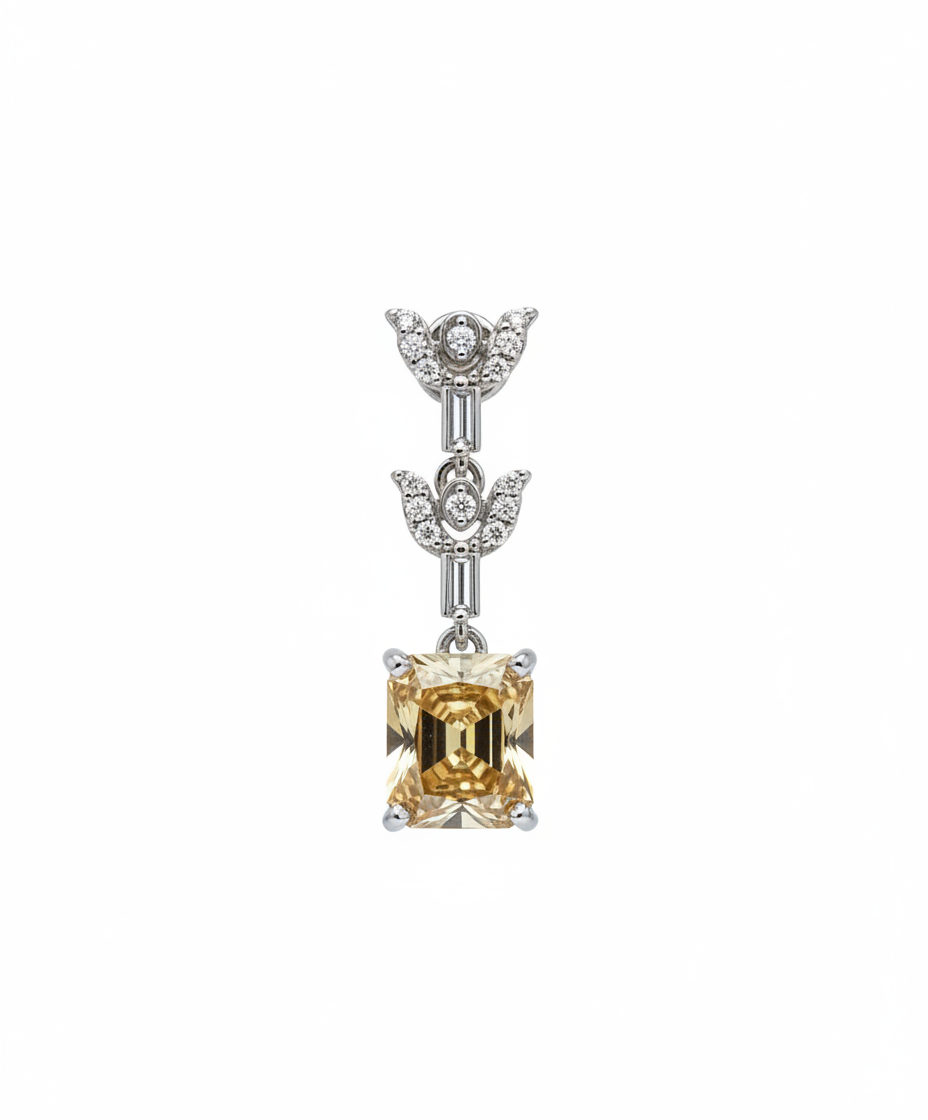 Champagne Emerald-Cut Stone Set
